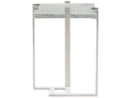 Bernhardt Interiors Casegoods Mott Rectangular Glass Silver Clear End Table