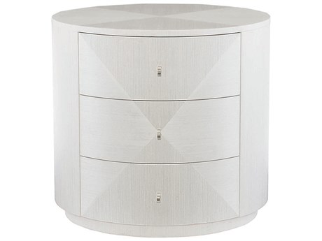 Bernhardt Axiom Round Wood Linear White Chairside Table