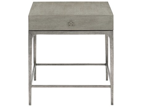 Bernhardt Linea Rectangular Wood Cerused Greige Textured Graphite Metal End Table