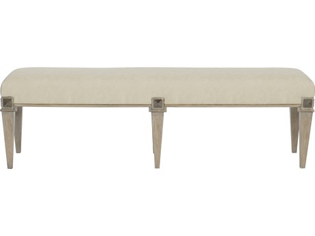 Bernhardt Santa Barbara Sandstone Vintage Nickel Metal Beige Upholstered Accent Bench