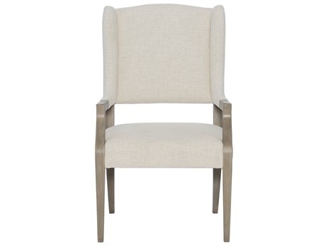 Bernhardt Santa Barbara Oak Wood White Upholstered Arm Dining Chair