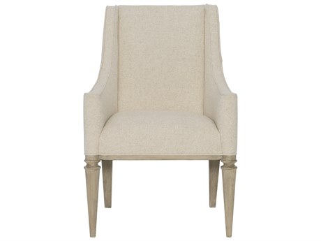 Bernhardt Santa Barbara Oak Wood White Upholstered Arm Dining Chair