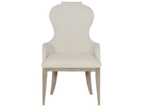 Bernhardt Santa Barbara Oak Wood Beige Upholstered Arm Dining Chair
