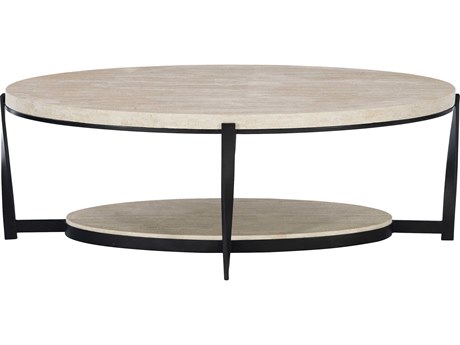 Bernhardt Berkshire Oval Stone Aged Pewter Cocktail Table