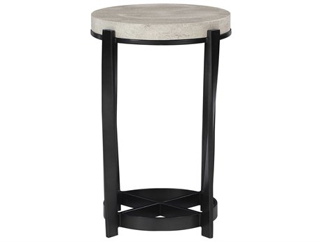Bernhardt Berkshire Round Stone Aged Pewter Accent Table