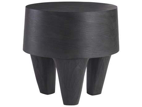 Bernhardt Katana Round Wood Blackened Pine End Table