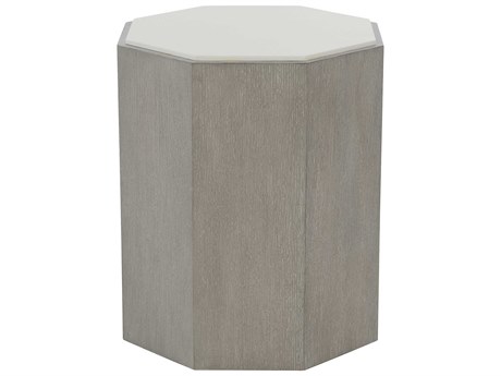 Bernhardt Avenue Octagon Wood Gray Truffle Lacquered White Accent Table