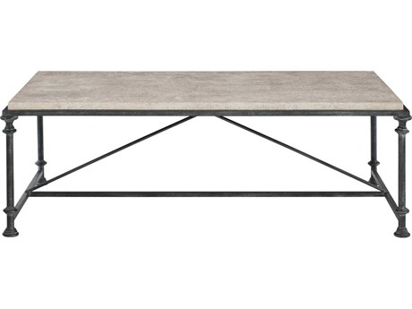 Bernhardt Galesbury Rectangular Stone Antique Silver Cocktail Table