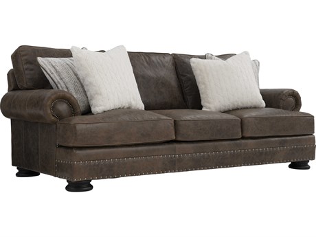 Bernhardt Foster Molasses Brown Leather Sofa