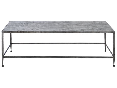 Bernhardt Longford Rectangular Stone Veneer Textured Forged Iron Cocktail Table