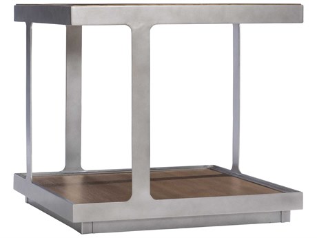Bernhardt Belvedere Square Wood Portobello Antique Pewter End Table