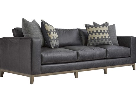 Bernhardt Noel Grey Leather Sofa
