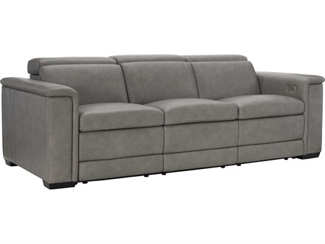 Bernhardt Lioni Mocha Gray Leather Sofa