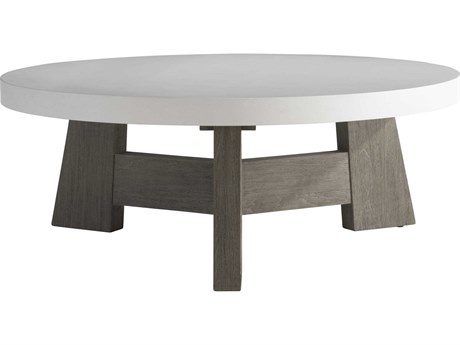 Bernhardt Exteriors Rochelle Weathered Teak Round Outdoor Patio Coffee Table