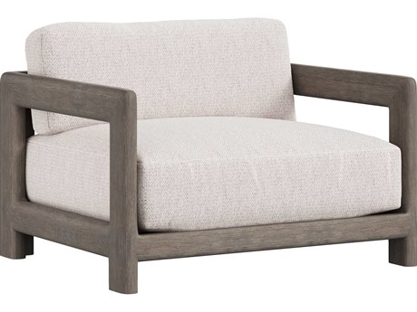 Bernhardt Exteriors Weathered Teak Montaigne 1/2 Outdoor Patio Lounge Chair with Cushion
