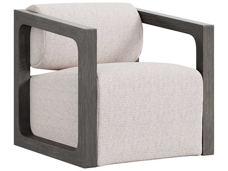 Bernhardt Exteriors Smoked Truffle Teak Leilani Swivel Outdoor Lounge Chair with Cushion
