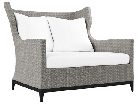 Bernhardt Exteriors Pewter Gray Aluminum Wicker Cushion Lounge Chair