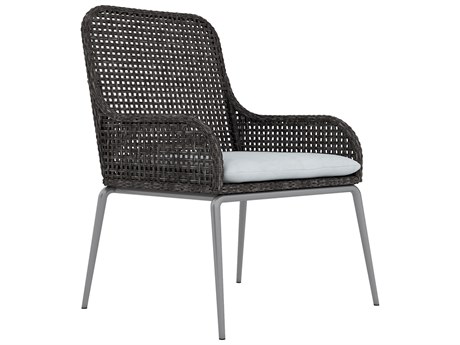 Bernhardt Exteriors Silver Mist / Pewter Gray Antilles Arm Patio Dining Chair with Cushion