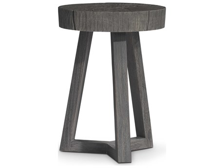 Bernhardt Exteriors Kaya Smoked Truffle Wood Round Patio End Table