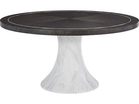 Bernhardt Decorage Round Wood Cerused Mink Silver Mist Dining Table