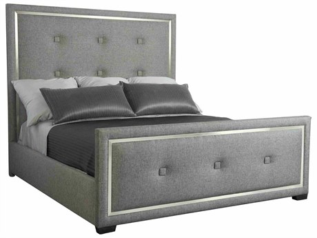 Bernhardt Decorage Cerused Mink Silver Mist Gray Hardwood Upholstered King Panel Bed