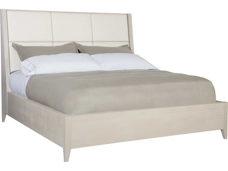 Bernhardt Axiom Linear Gray Beige Poplar Wood Upholstered Queen Panel Bed