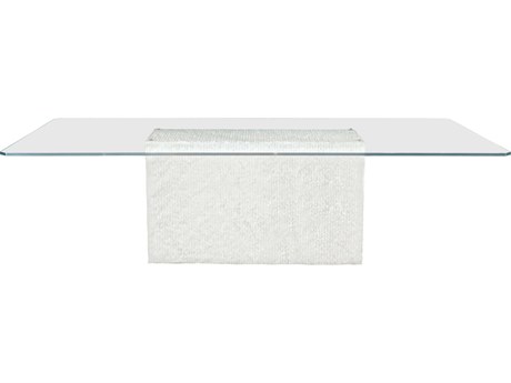 Bernhardt Interiors Octavia Rectangular Glass White Marble Bright Silver Black Dining Table