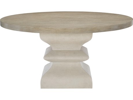 Bernhardt Santa Barbara Round Wood Sandstone Textured Cameo Dining Table