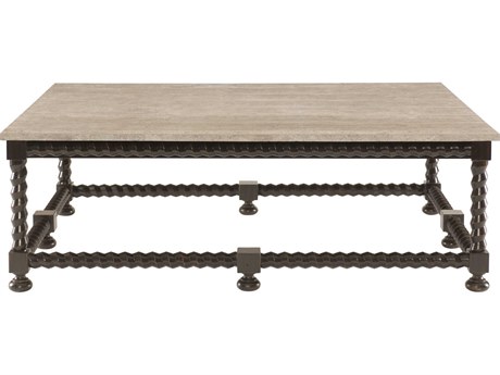 Bernhardt Cordova Rectangular Ebonized Travertine Stone Cocktail Table