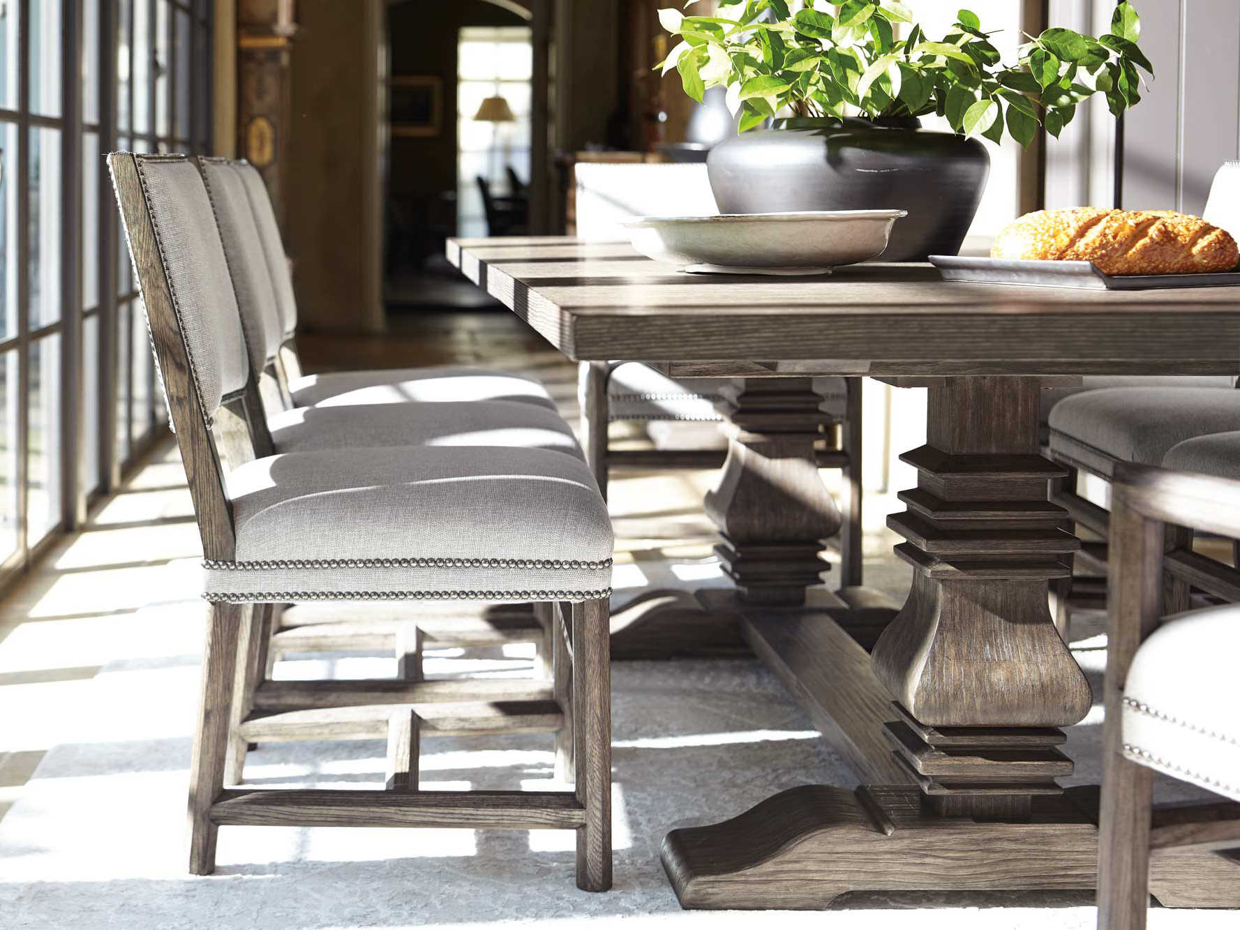 Bernhardt Canyon Ridge Desert Taupe 86104122'' Wide Rectangular Dining Table with Extension