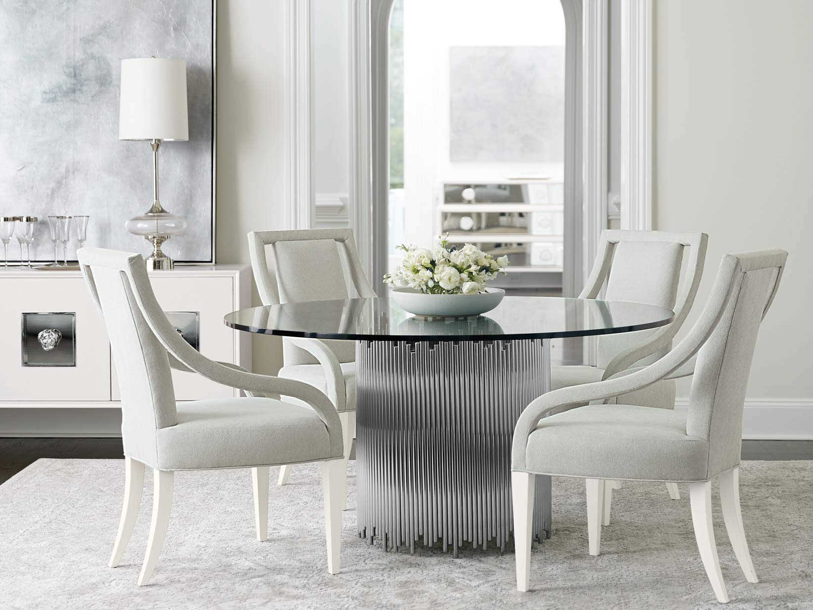 Bernhardt Calista Polished Nickel / Clear 54'' Wide Round Dining Table