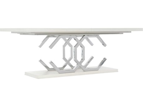 Bernhardt Silhouette Rectangular Wood Eggshell Polished Stainless Steel Dining Table