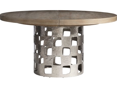 Bernhardt Aventura Round Wood Marcona Frosted Nickel Dining Table