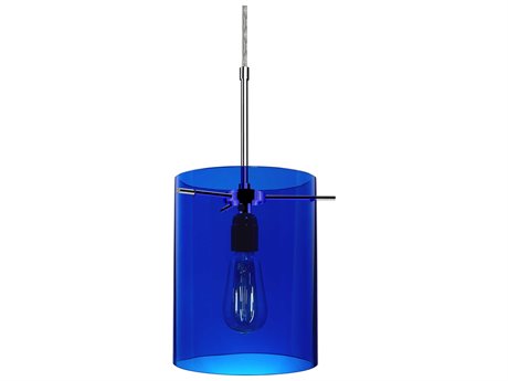 Bruck Lighting London 1-Light Blue Glass Cylinder Mini Pendant