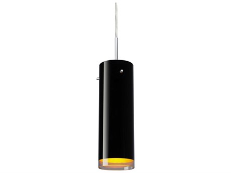 Bruck Lighting Cyrus 1-Light Black Glass LED Cylinder Mini Pendant