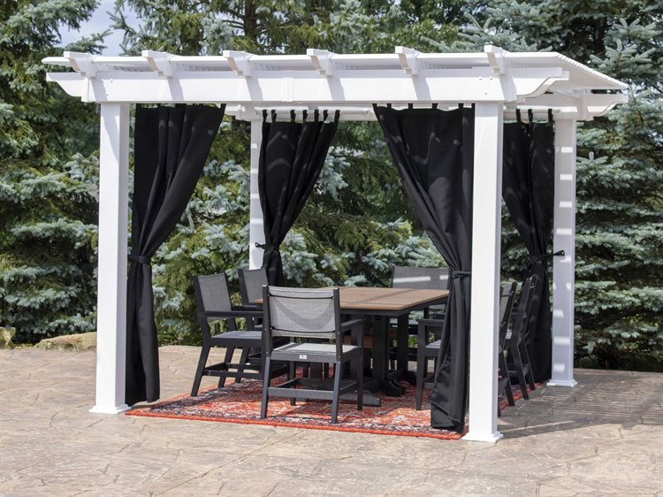 Berlin Gardens Bradford 12'' x 12'' Pergola with Curtain Rods and Curtains