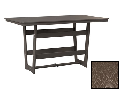 Berlin Gardens Hudson Recycled Plastic Square Bar Height Table in Hammered with Umbrella Hole