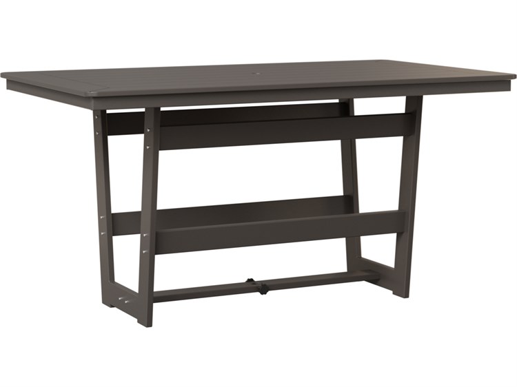 Berlin Gardens Hudson Recycled Plastic Rectangular Outdoor Patio Counter Height Table with Umbrella Hole