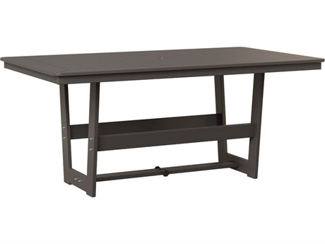 Berlin Gardens Hudson Recycled Plastic 70''W x 40''D Rectangular Dining Height Table with Umbrella Hole