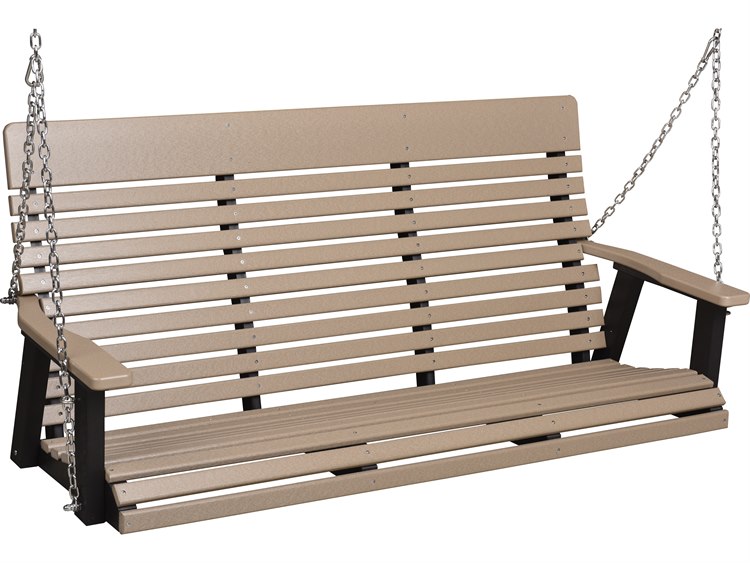 Berlin Gardens Casual Back Recycled Plastic Three Seat Swing in Stainless Chains