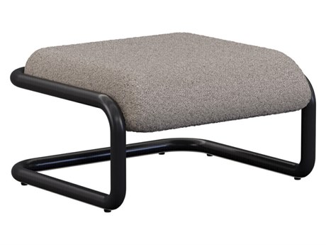 Bend Goods Tube Black Frame With Grey Boucle Fabric Upholstered Ottoman