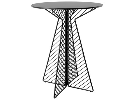 Bend Goods Outdoor Cafe Galvanized Iron Black 30'' Round Bar Table