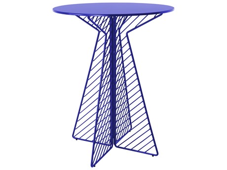 Bend Goods Outdoor Cafe Galvanized Iron Electric Blue 30'' Round Bar Table