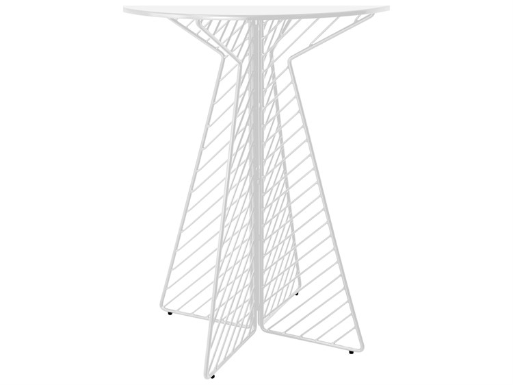 Bend Goods Outdoor Cafe Galvanized Iron White 30'' Round Bar Table