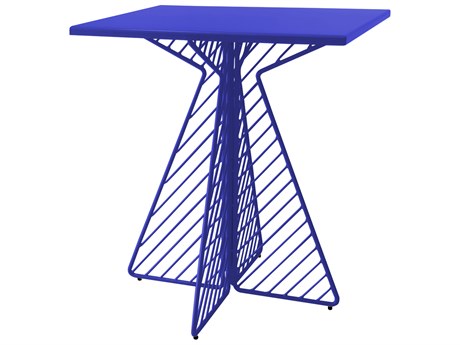 Bend Goods Outdoor Cafe Galvanized Iron Electric Blue 30'' Square Dining Table