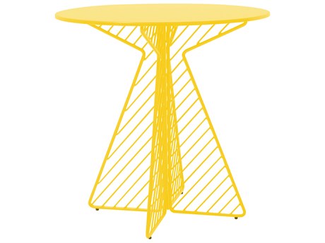 Bend Goods Outdoor Cafe Galvanized Iron Yellow 30'' Wide Round Dining Table