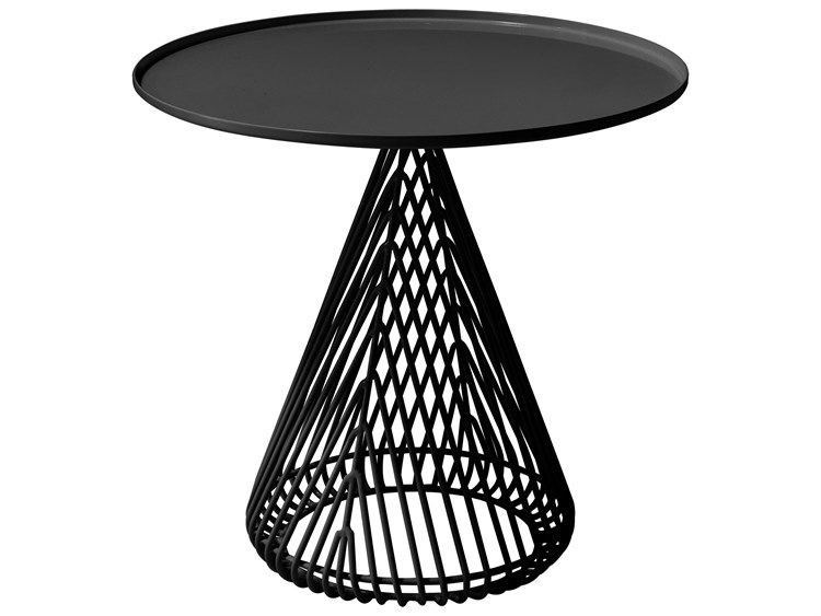 Bend Goods Outdoor Cono Galvanized Iron Black 19.5'' Round End Table with Tray Top