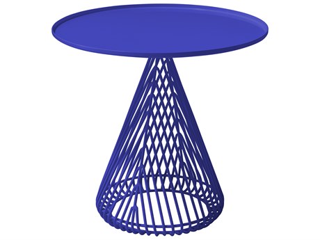 Bend Goods Outdoor Cono Galvanized Iron Electric Blue 19.5'' Round End Table with Tray Top