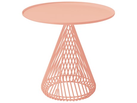 Bend Goods Outdoor Cono Galvanized Iron Peachy Pink 19.5'' Round End Table with Tray Top