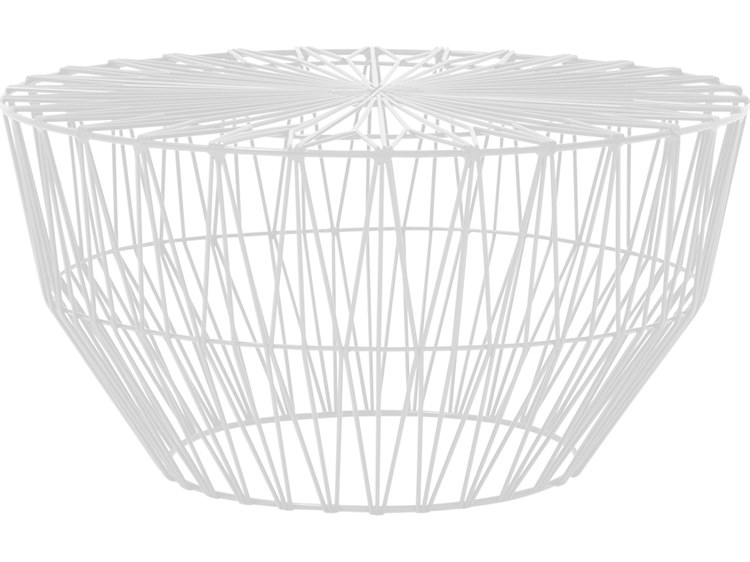 Bend Goods Outdoor Drum Galvanized Iron White Round End Table